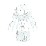 Cute goat design pattern Women's Long Sleeve Belted Night Robe