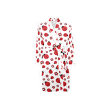 Ladybug Pattern Print Design 04 Men's Long Sleeve Belted Night Robe