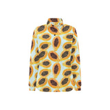 Watercolor papaya pattern Women's Long Sleeve Polo Shirt