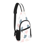 Black Gray Cream coral ginkgo leaves pattern All Over Print Chest Bag
