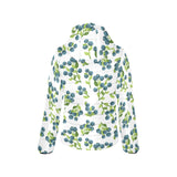 blueberry white background Women's Padded Hooded Jacket