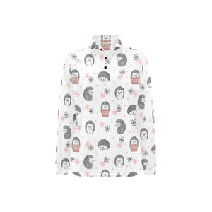 Hedgehog Pattern Print Design 02 Women's Long Sleeve Polo Shirt