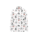 Hedgehog Pattern Print Design 02 Women's Long Sleeve Polo Shirt