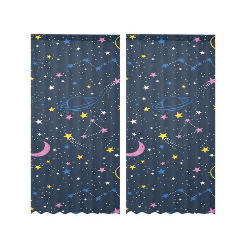 space pattern with planets, comets, constellations Gauze Curtain