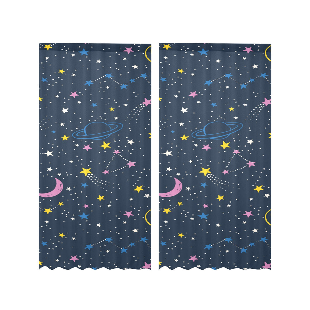 space pattern with planets, comets, constellations Gauze Curtain