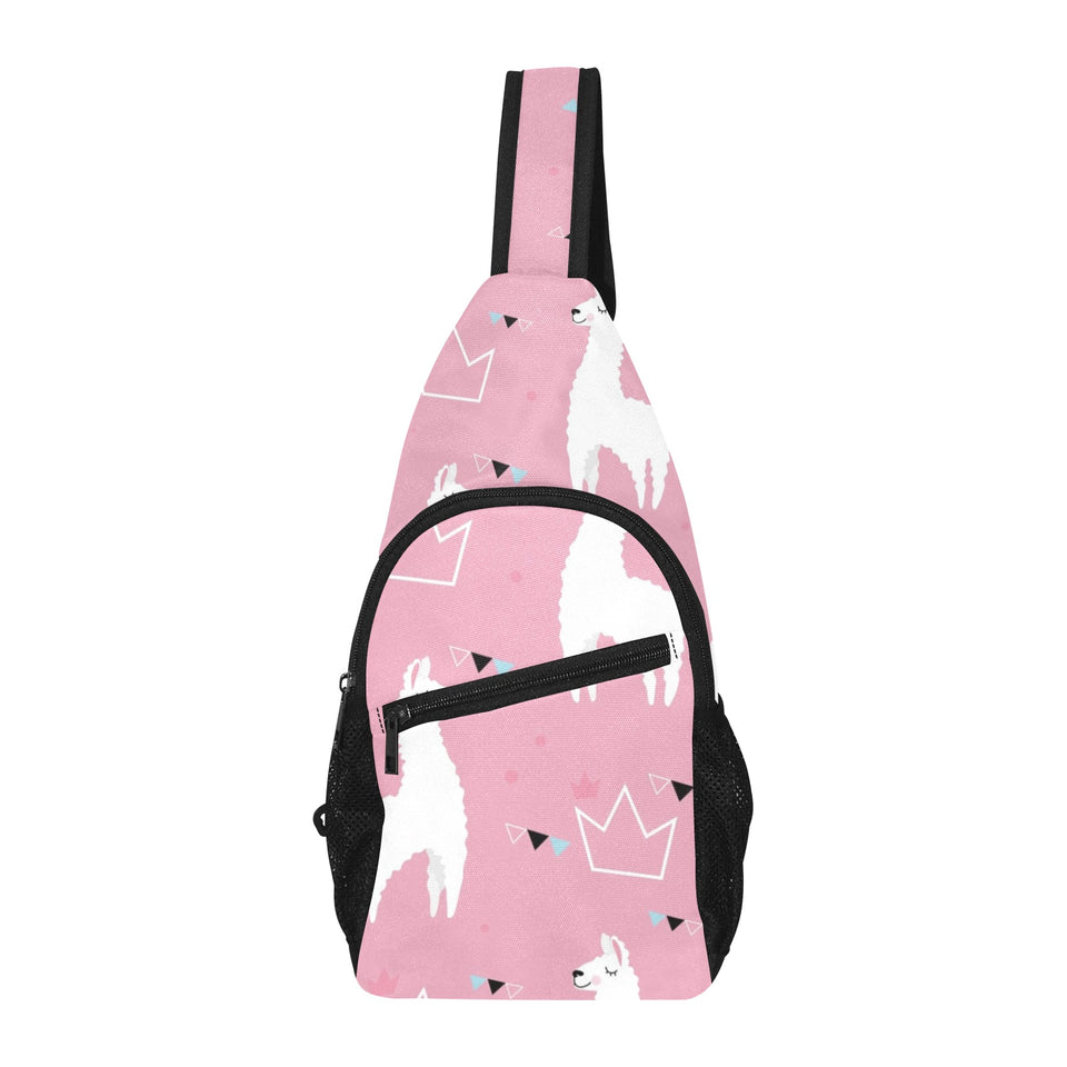 Llama Alpaca pink background All Over Print Chest Bag