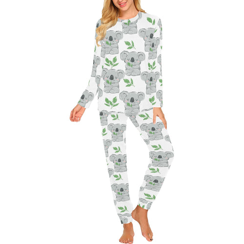 Hand drawn Koala leaves pattern Women's All Over Print Pajama Set
