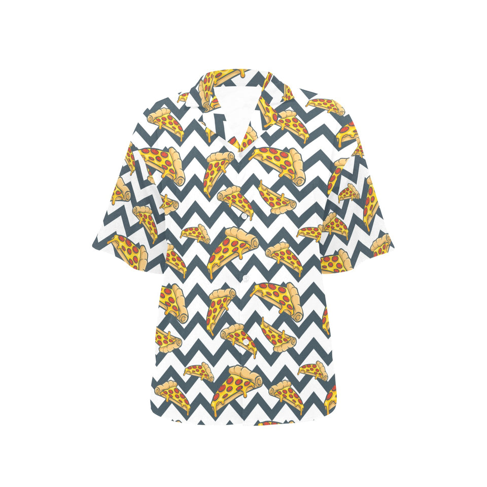 Pizza design pattern Women's All Over Print Hawaiian Shirt