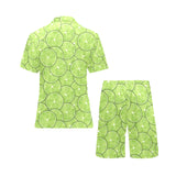 Slices of Lime pattern Men's V-Neck Short Pajama Set