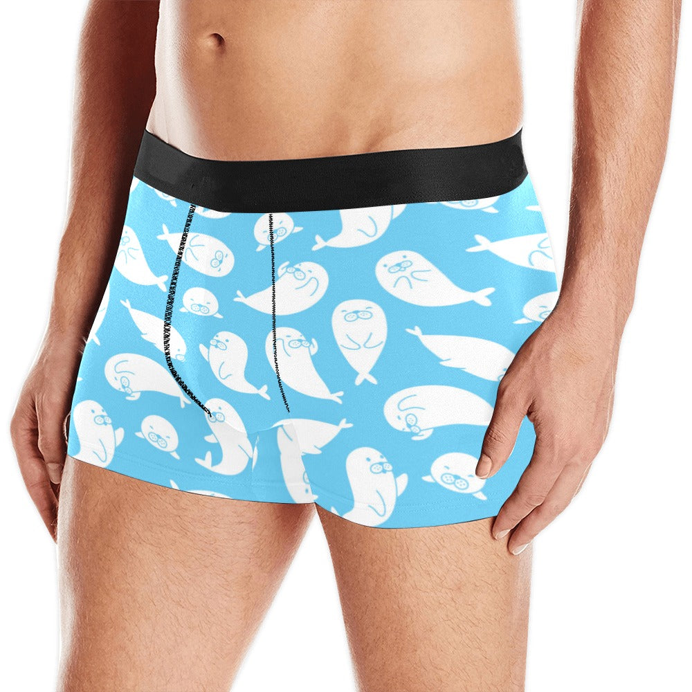Cute white sea lion seals pattern Men's All Over Print Boxer Briefs Men's Underwear