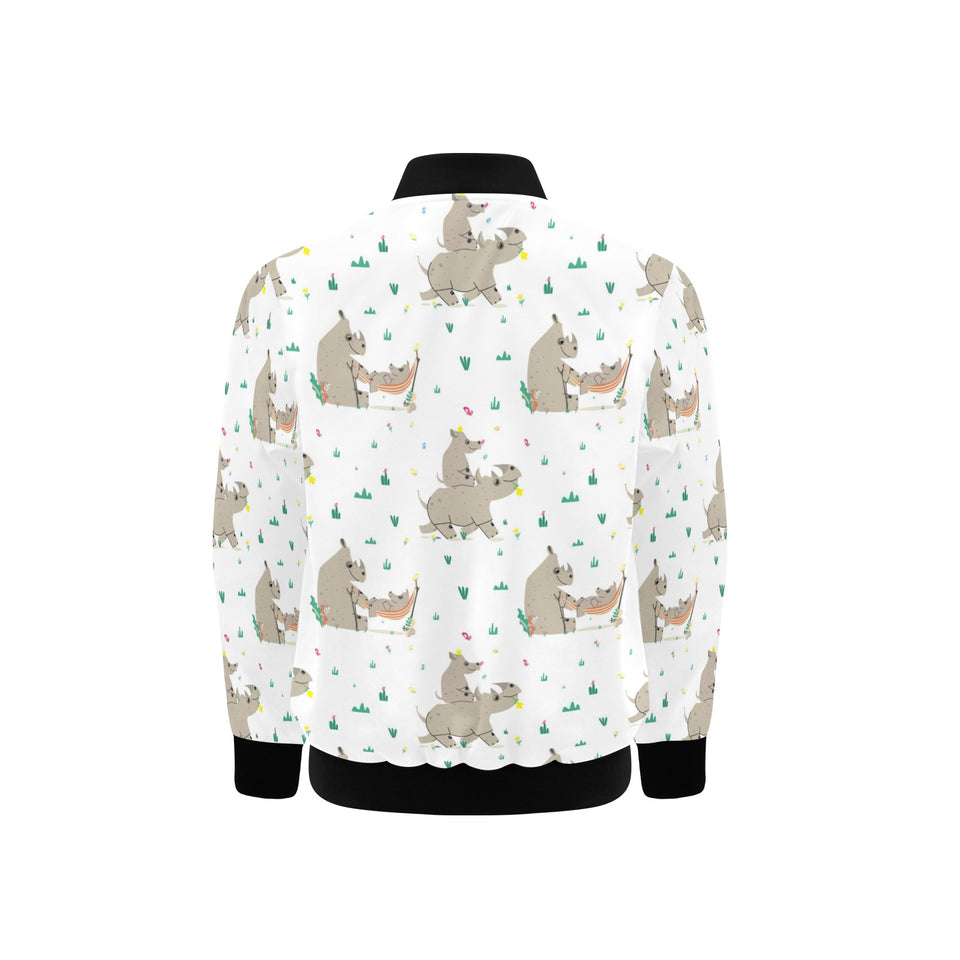 Cute Rhino pattern background Kids' Boys' Girls' Bomber Jacket