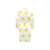 hand drawn sun pattern Men's Long Sleeve Belted Night Robe