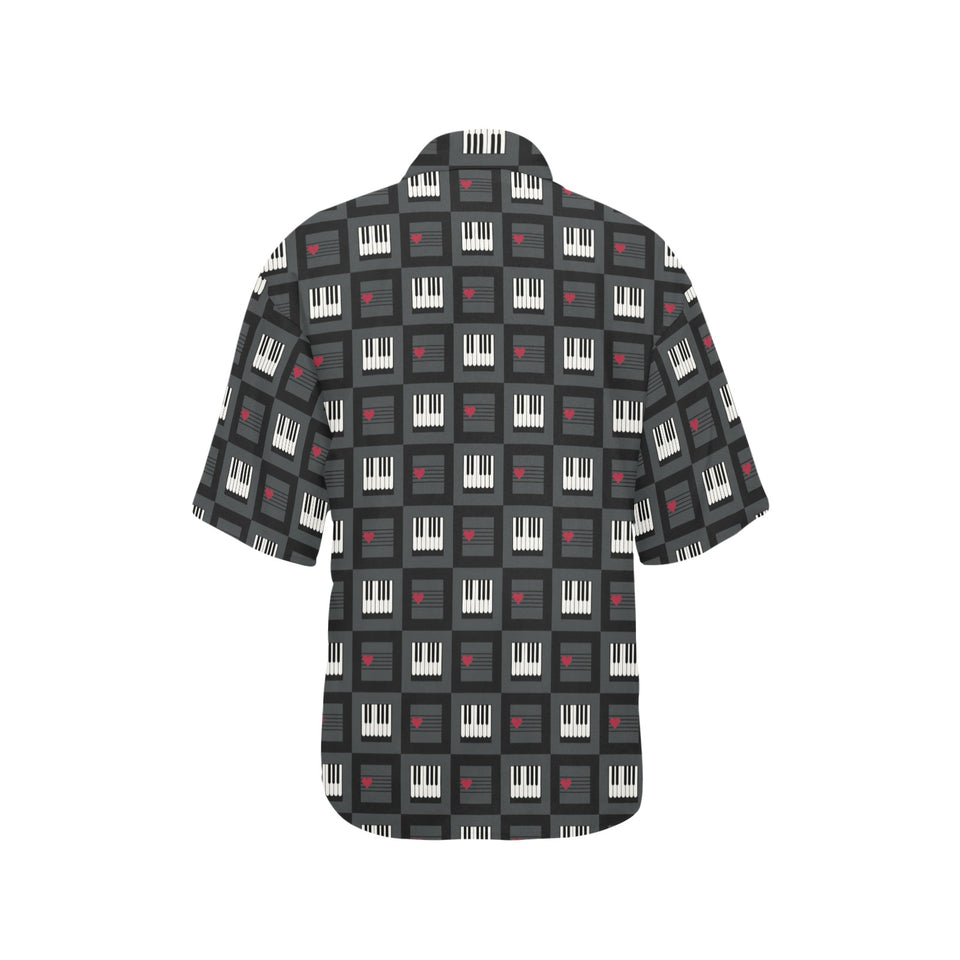 Piano Pattern Print Design 05 Women's All Over Print Hawaiian Shirt