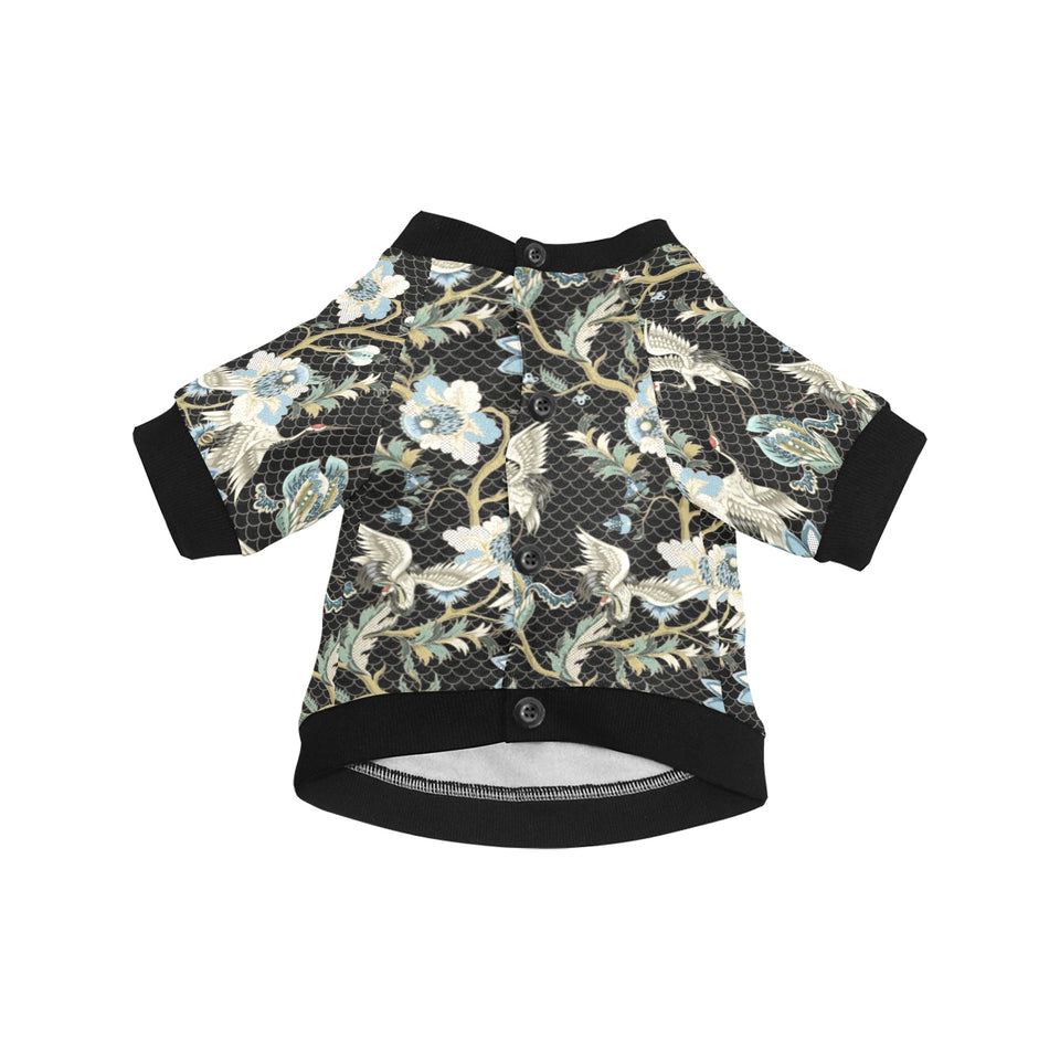 Japanese crane ornament elements All Over Print Pet Dog Round Neck Fuzzy Shirt