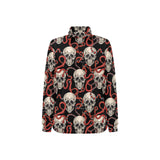 Red snake skull pattern Women's Long Sleeve Polo Shirt