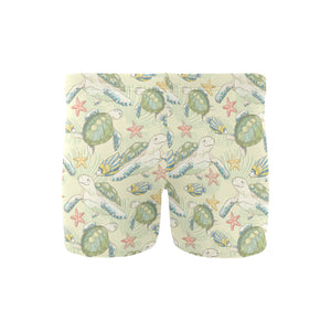 Hand drawn sea turtle fish pattern Men's Swimming Trunks