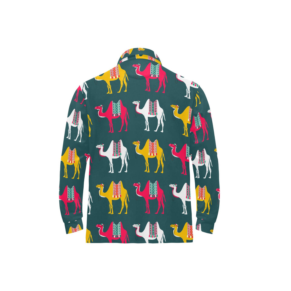 Camel pattern Men's Long Sleeve Polo Shirt