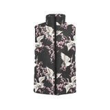 Japanese crane pink sakura pattern Men's Padded Vest