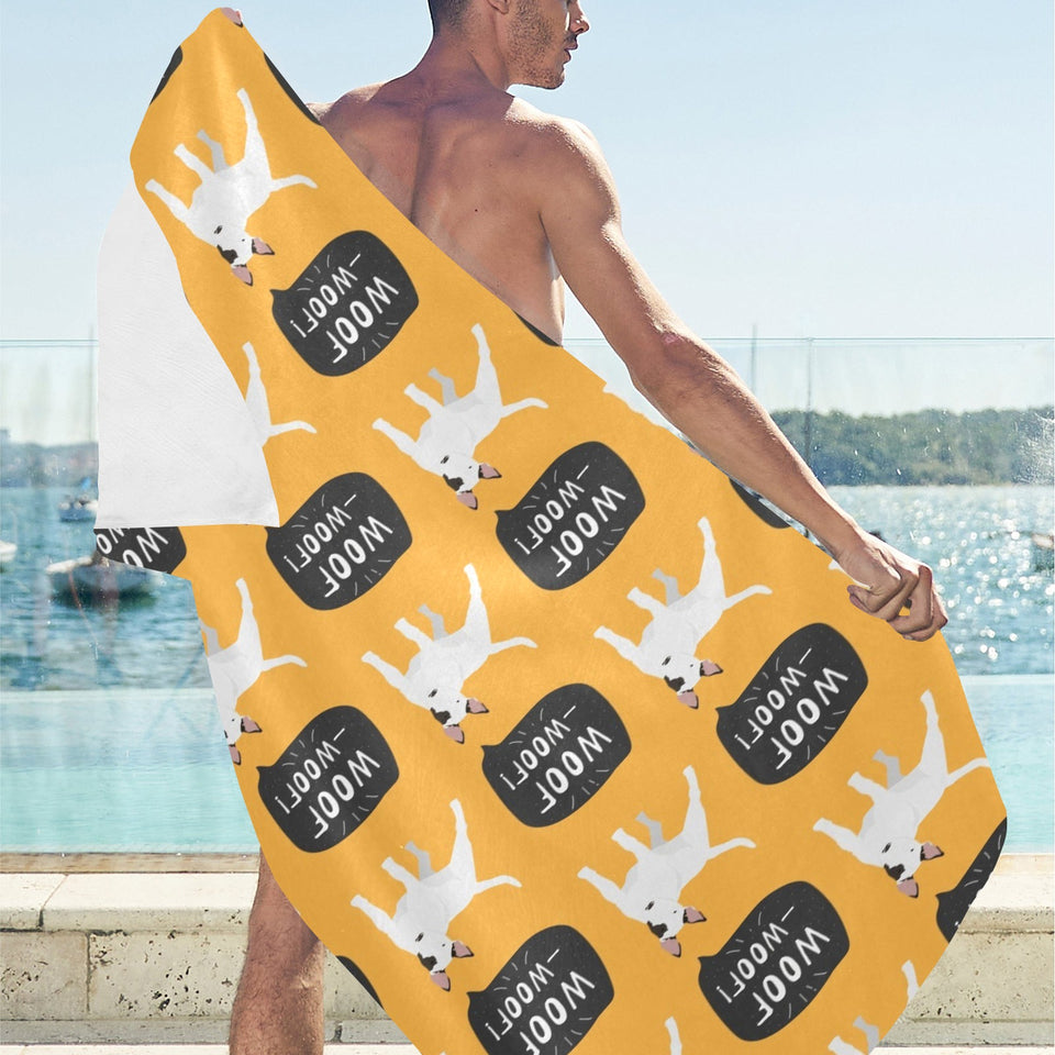 Bull Terrier Pattern Print Design 03 Beach Towel