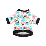 Toucan tropical flower leave pattern All Over Print Pet Dog Round Neck Fuzzy Shirt