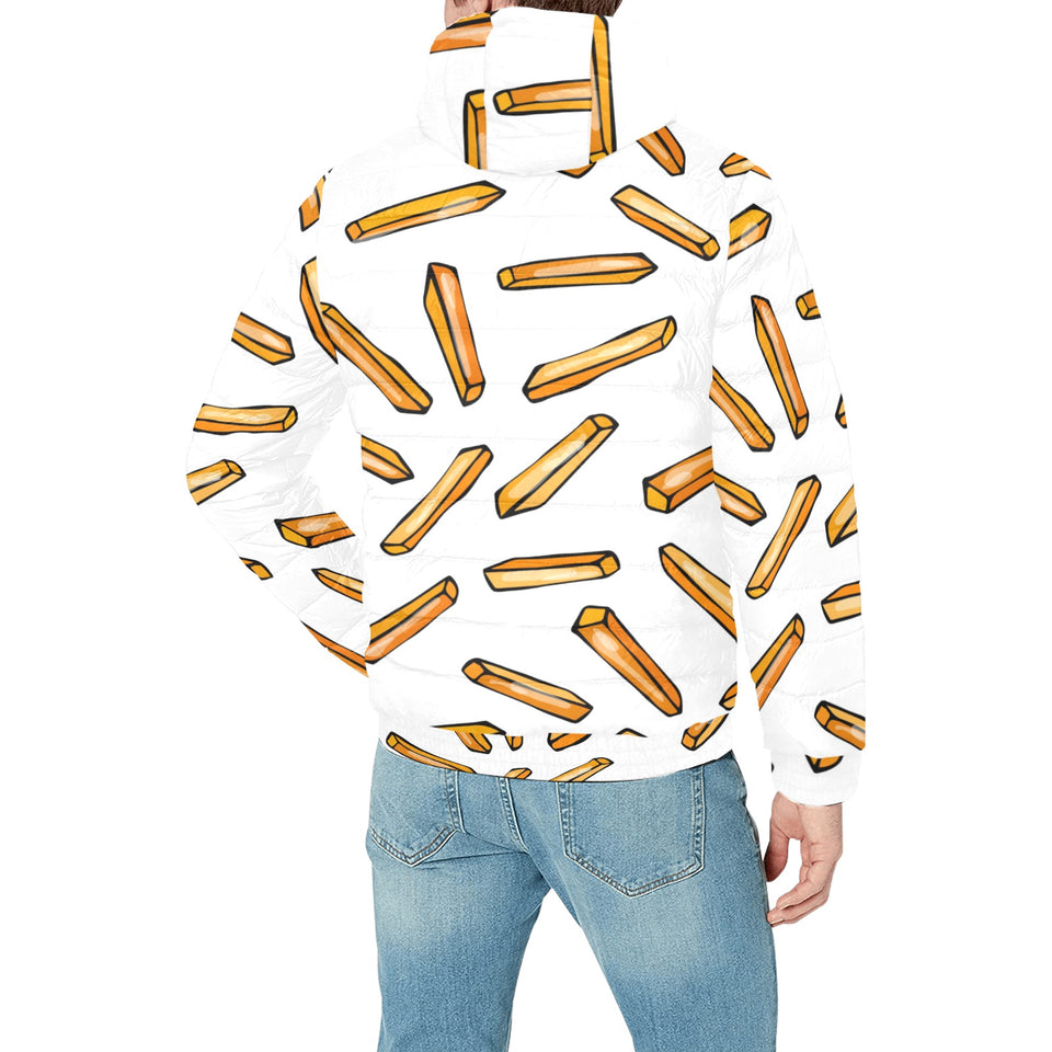 French fries potato pattern Men's Padded Hooded Jacket