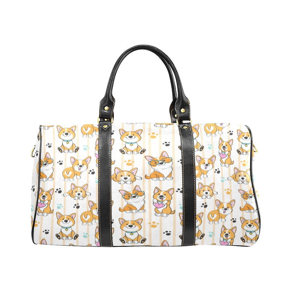 Cute dog corgi striped background pattern Travel Bag