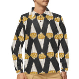 French fries dark background Men's Long Sleeve Polo Shirt