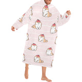 Cute Shiba Inu Dog Apple pattern Blanket Robe with Sleeves