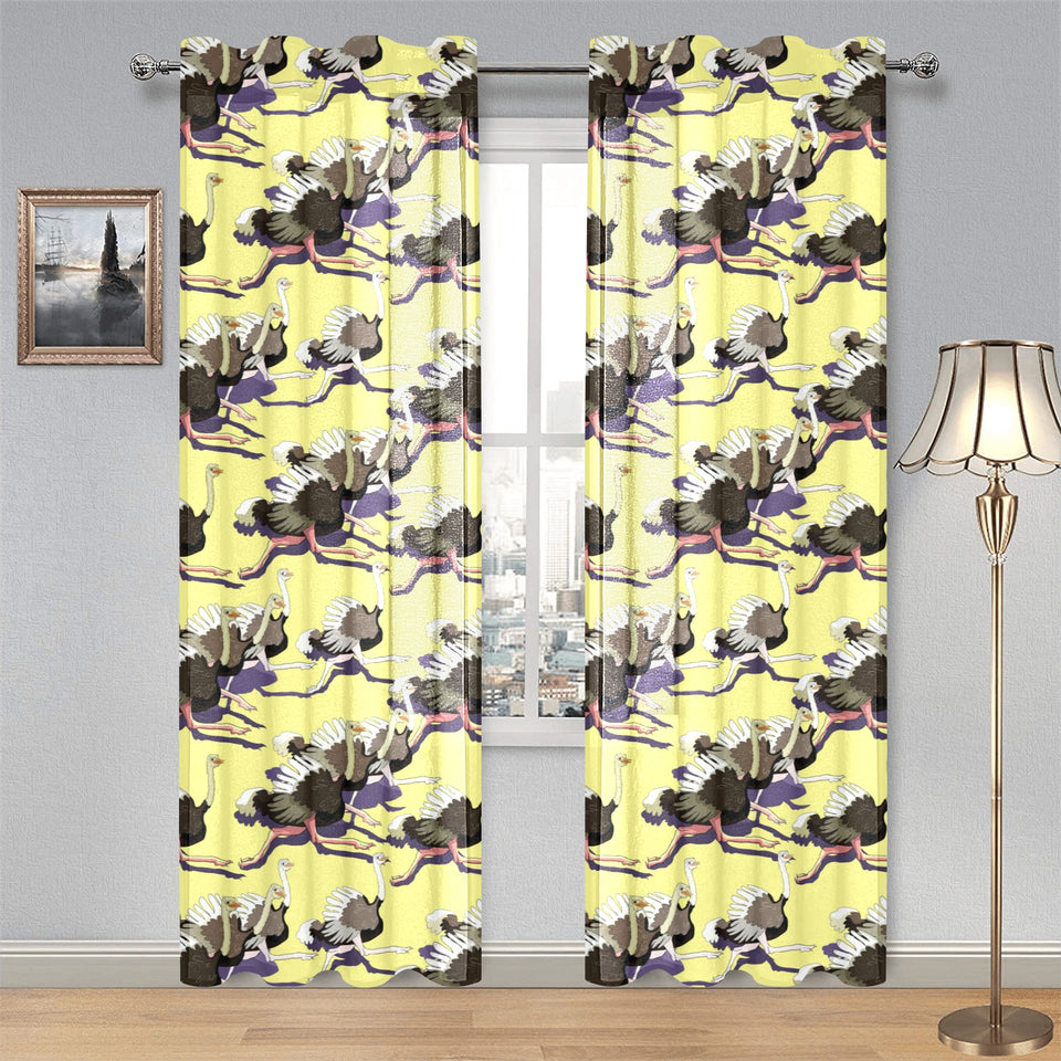 Ostrich Pattern Print Design 04 Gauze Curtain