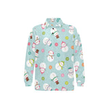 Cute snowman snowflake pattern Men's Long Sleeve Polo Shirt