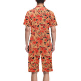 Fire flame pattern Men's V-Neck Short Pajama Set