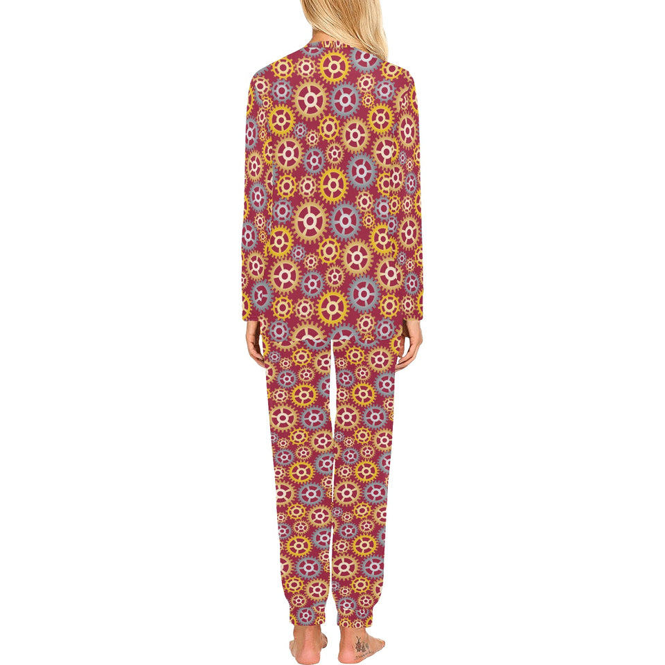 Gear Pattern Print Design 04 Women's All Over Print Pajama Set