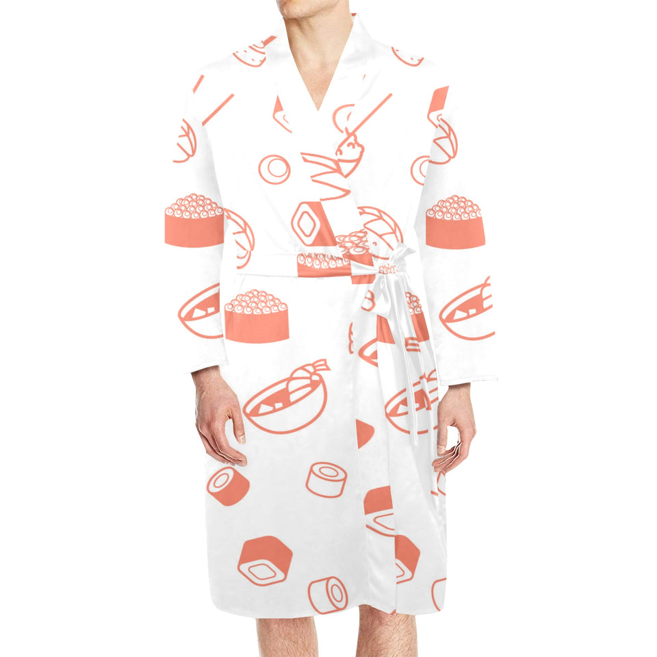 Sushi pattern Men's Long Sleeve Belted Night Robe