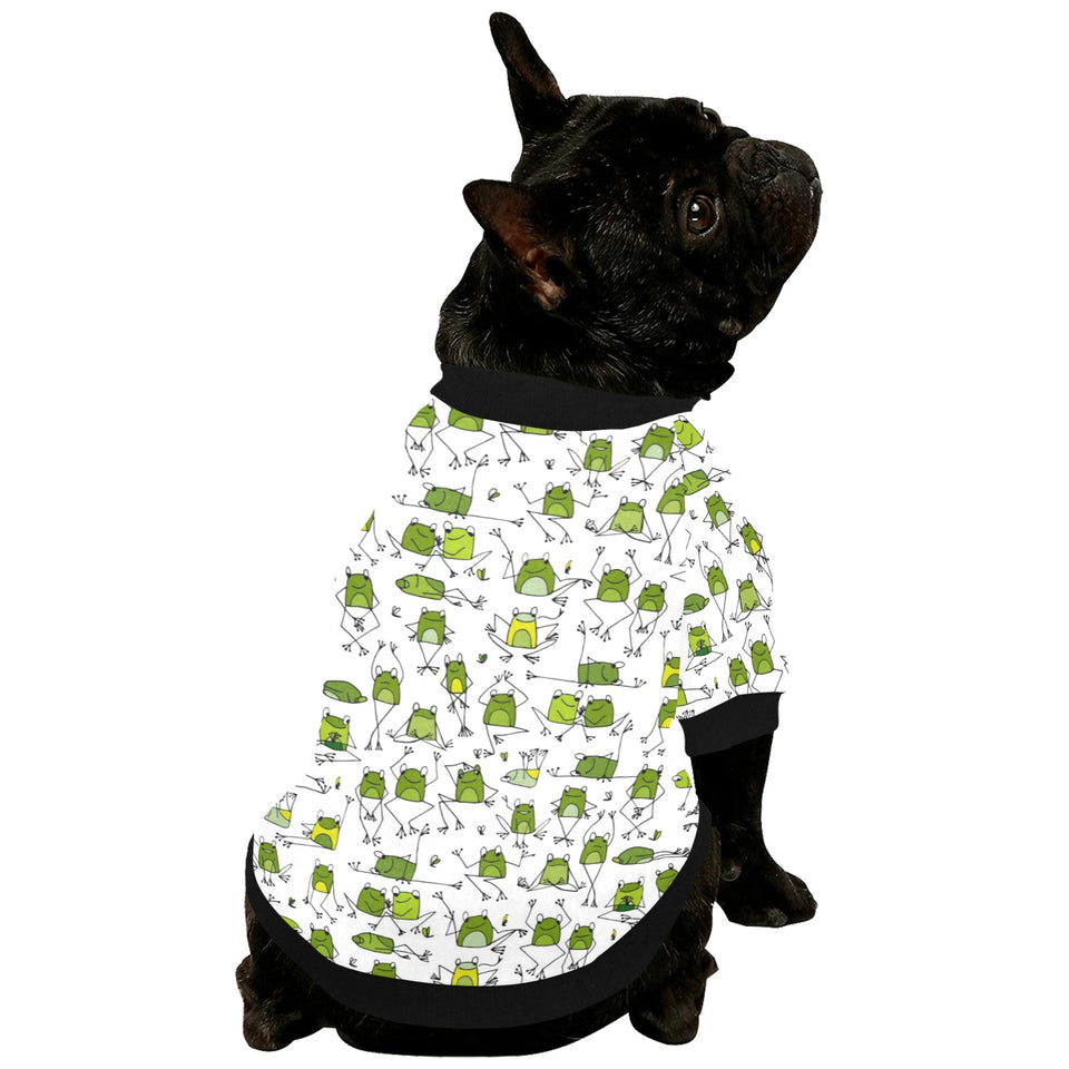 Sketch funny frog pattern All Over Print Pet Dog Round Neck Fuzzy Shirt