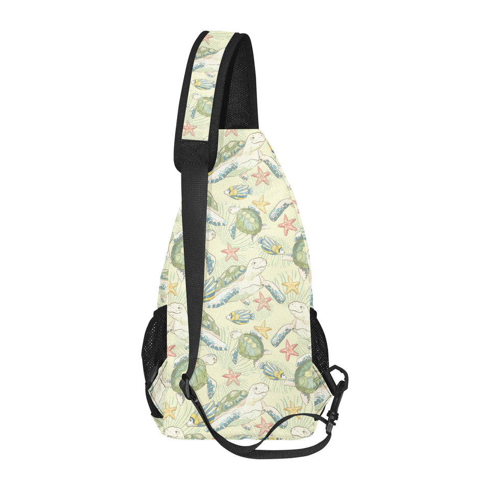 Hand drawn sea turtle fish pattern All Over Print Chest Bag
