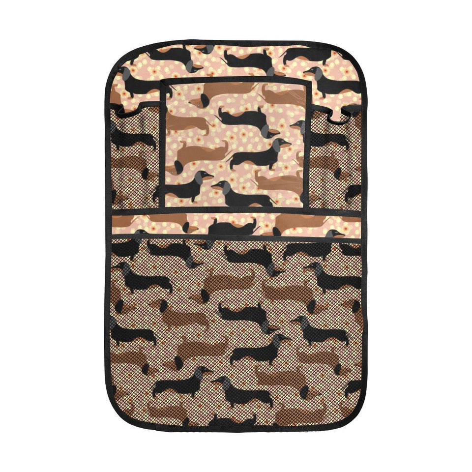 Dachshund floral background Car Seat Back Organizer