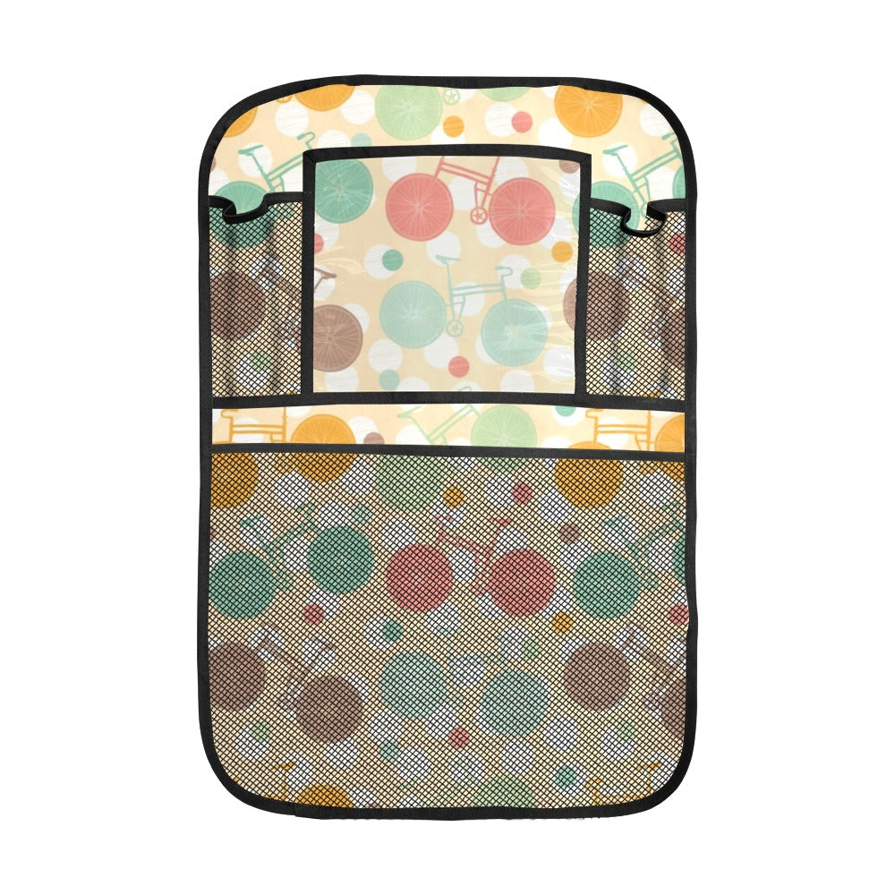 Bicycle Pattern Print Design 01 Car Seat Back Organizer