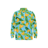 banana leaves banana design pattern Men's Long Sleeve Polo Shirt