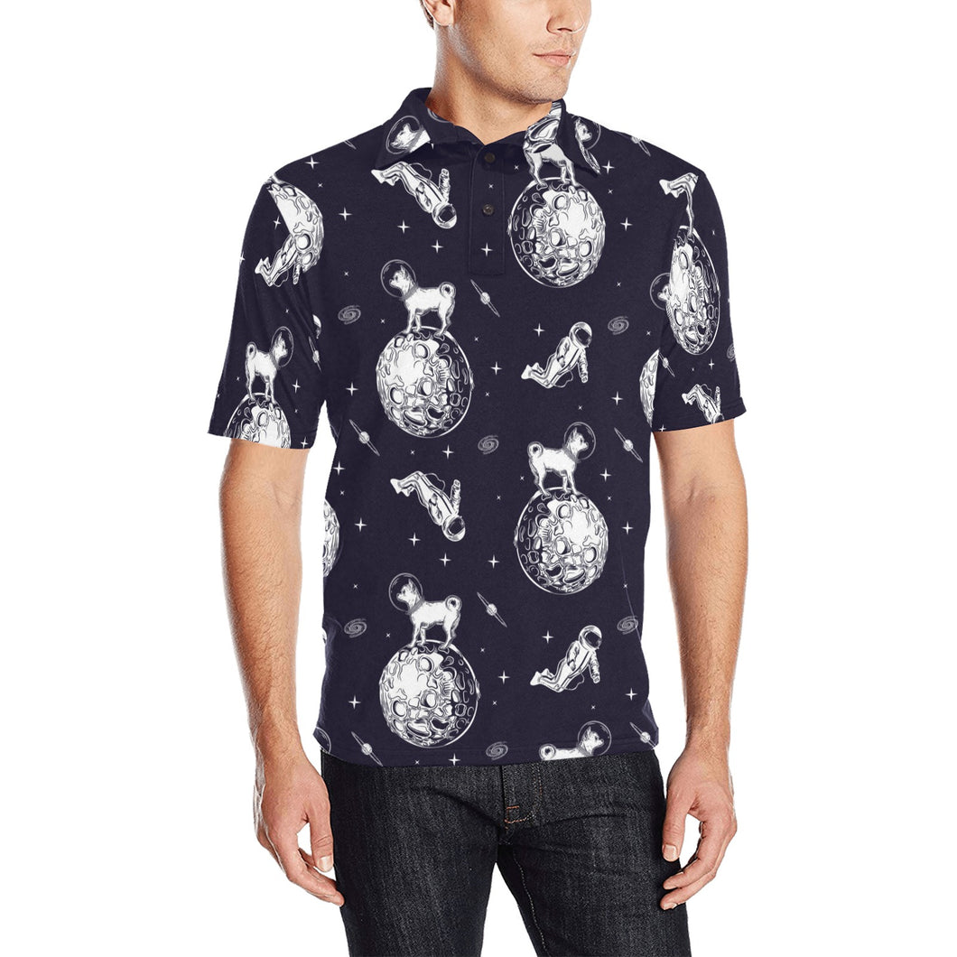 Chihuahua space helmet. astronaut pattern Men's All Over Print Polo Shirt
