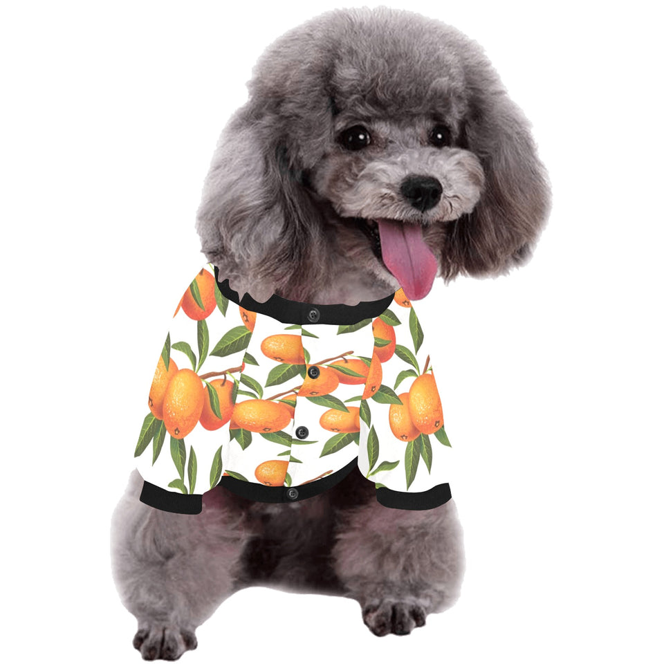 Oranges pattern background All Over Print Pet Dog Round Neck Fuzzy Shirt
