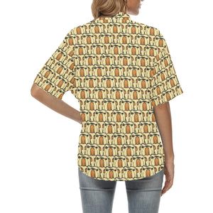 English Bulldog Pattern Print Design 02 Women's All Over Print Hawaiian Shirt