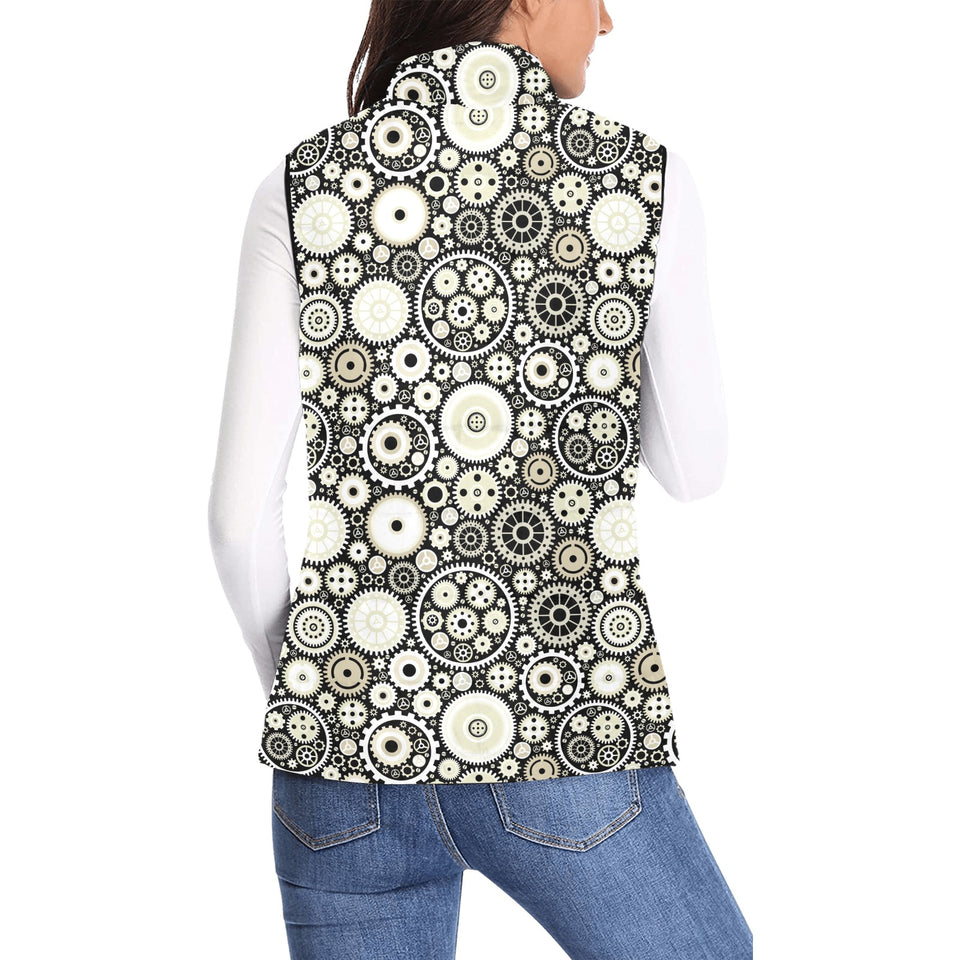 Gear Pattern Print Design 02 Women's Padded Vest
