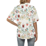 Bicycle Pattern Print Design 05 Women's All Over Print Hawaiian Shirt