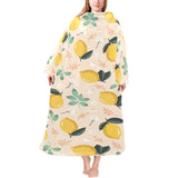 lemon flower leave pattern Blanket Robe with Sleeves