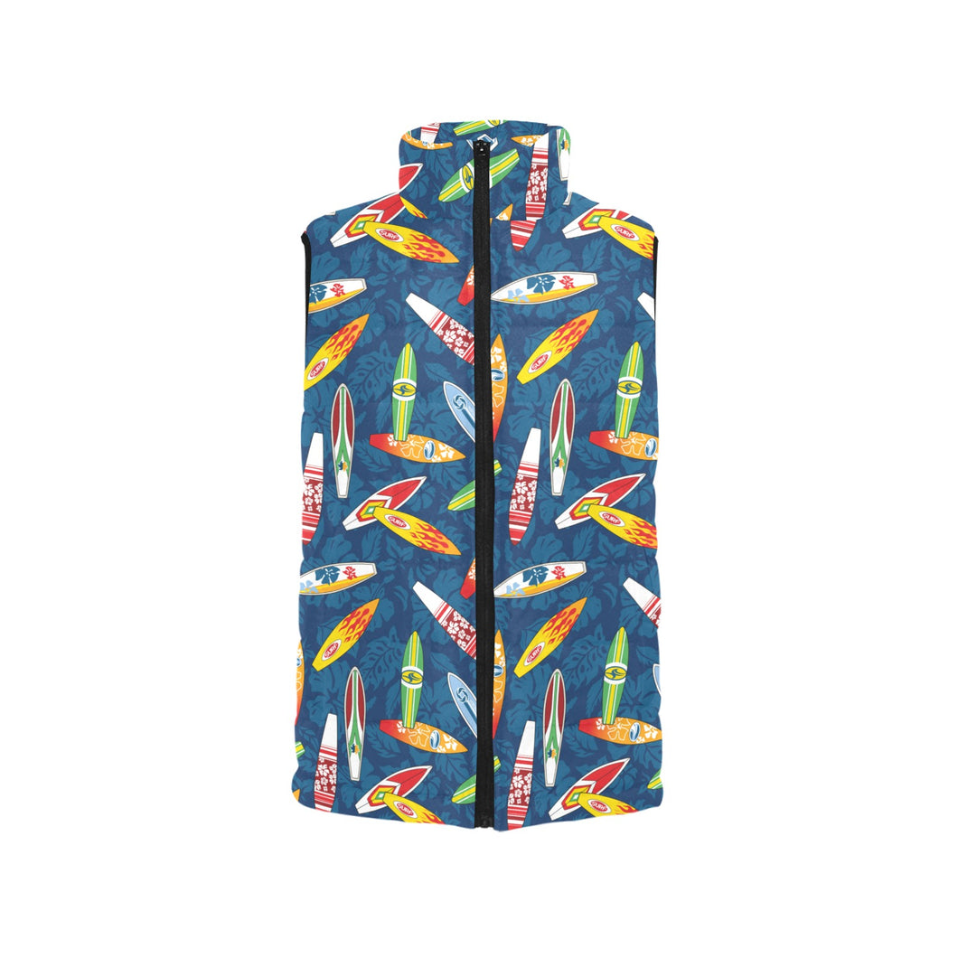 Surfboard Pattern Print Design 01 Women's Padded Vest