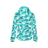 Dolphin sea pattern Women's Padded Hooded Jacket