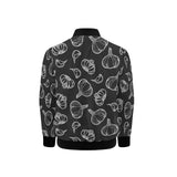 Garlic pattern black background Kids' Boys' Girls' Bomber Jacket