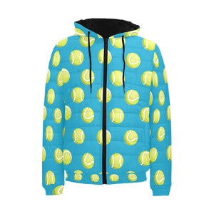 Tennis Pattern Print Design 05 Men's Padded Hooded Jacket