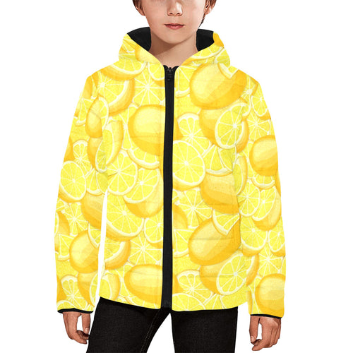 lemon pattern Kids' Boys' Girls' Padded Hooded Jacket