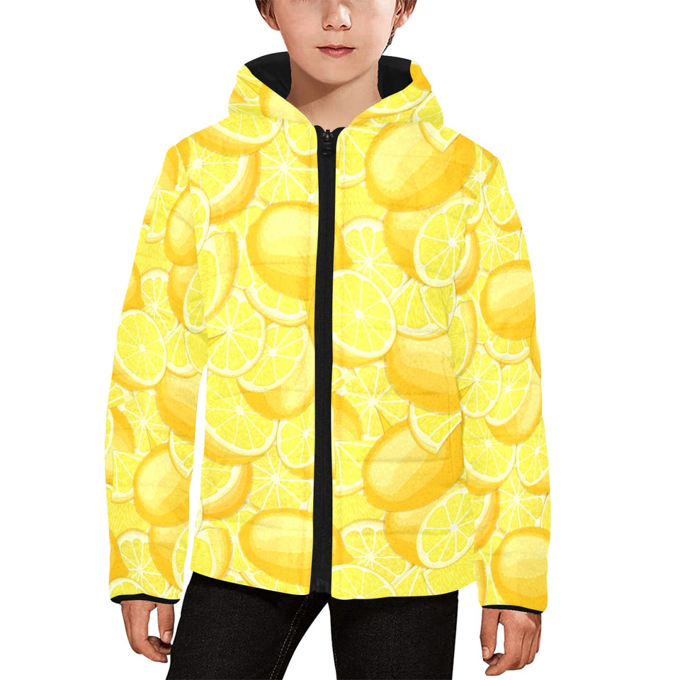 lemon pattern Kids' Boys' Girls' Padded Hooded Jacket